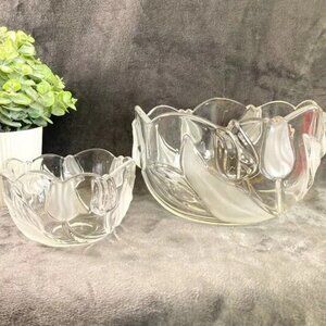 Vintage Walther Glas Frosted Tulip Bowl Set